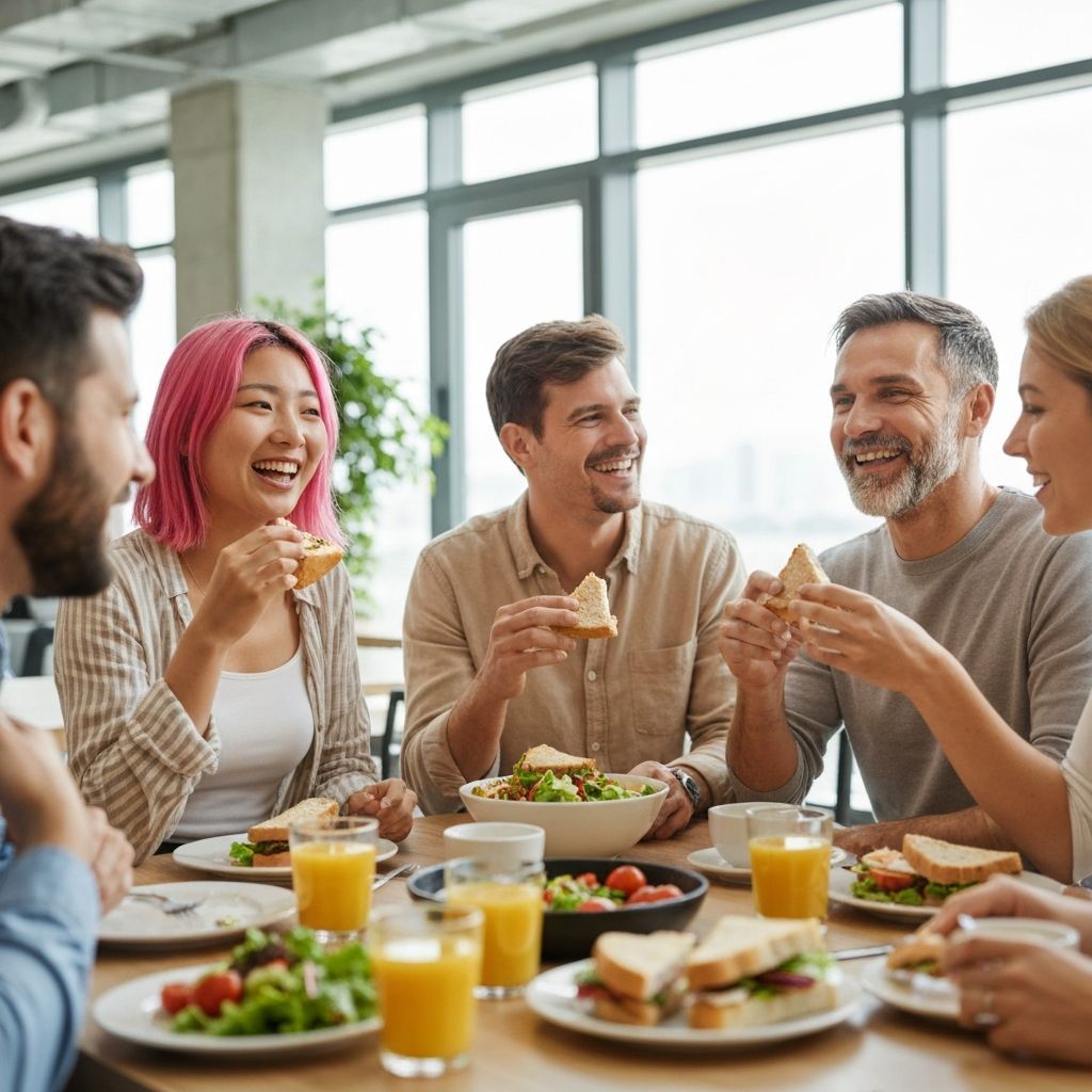 Lunch på arbetsplats med kollegor