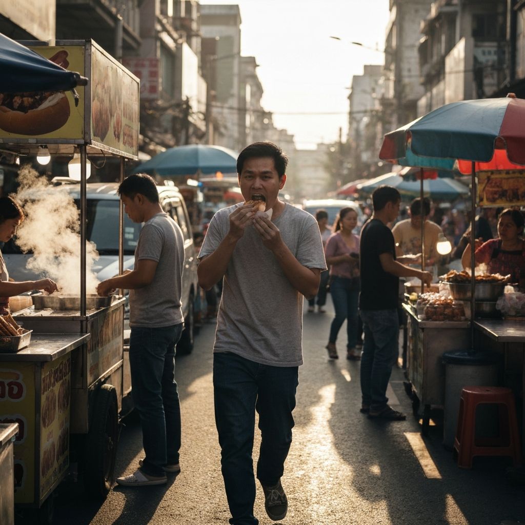 Mat på språng i stad